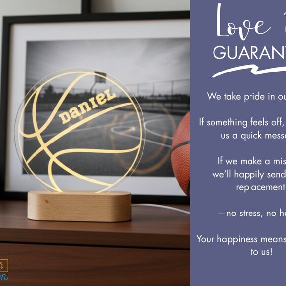 Basketball Night Light – Personalized LED Gift for Kids - Picture 6 of 8
